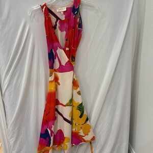 Yumi Kim Anthropologie Floral Silk A Line Midi Dress size XS